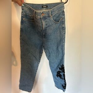 Express High-Waisted Jeans with embroidered Lace size 6R